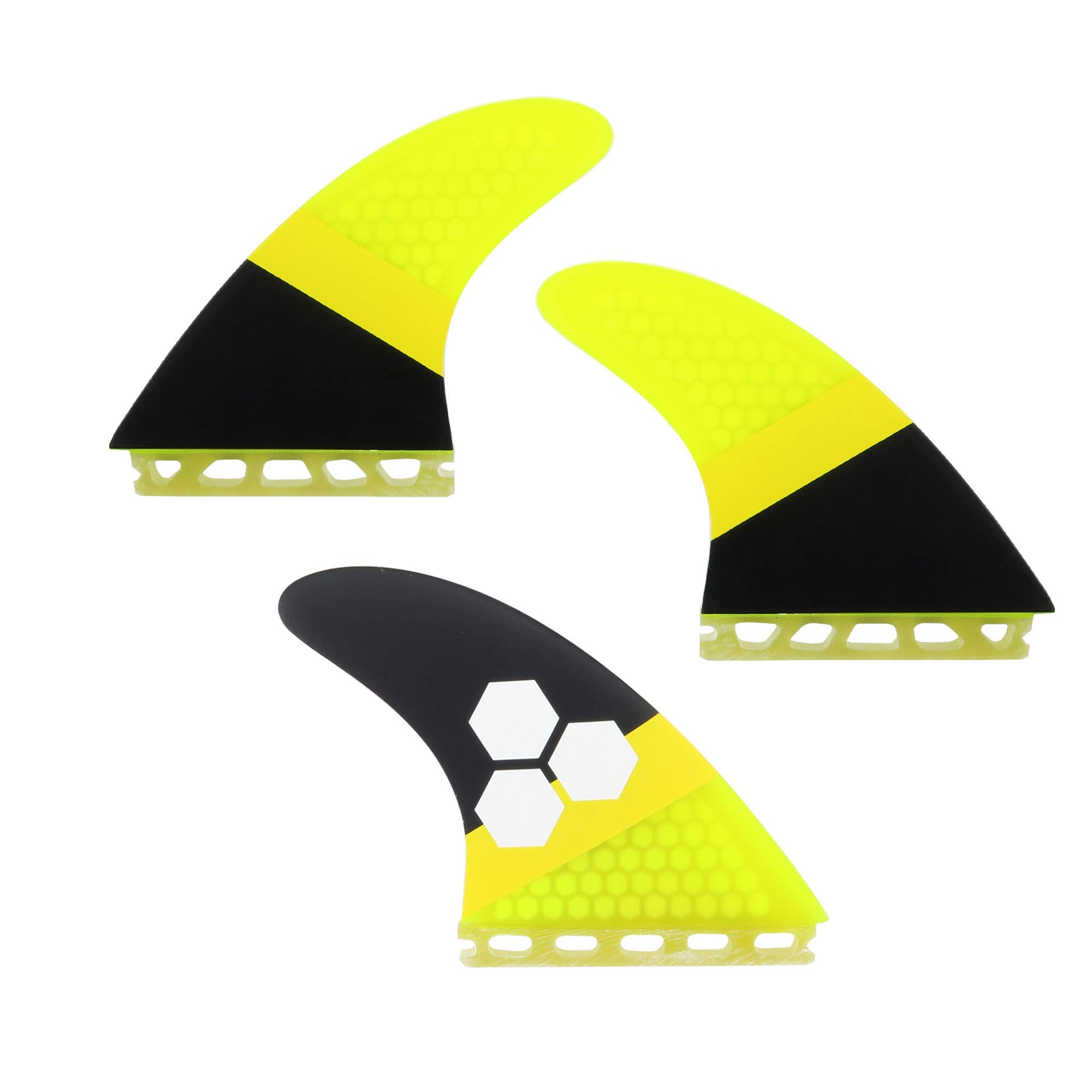 AQUBONA Large (MF) Fin Sets Bamboo Fiberglass Performance Surfboard Fins - Single Tab Or Twin Tab Surfboards-with Fin Bag Key Screw