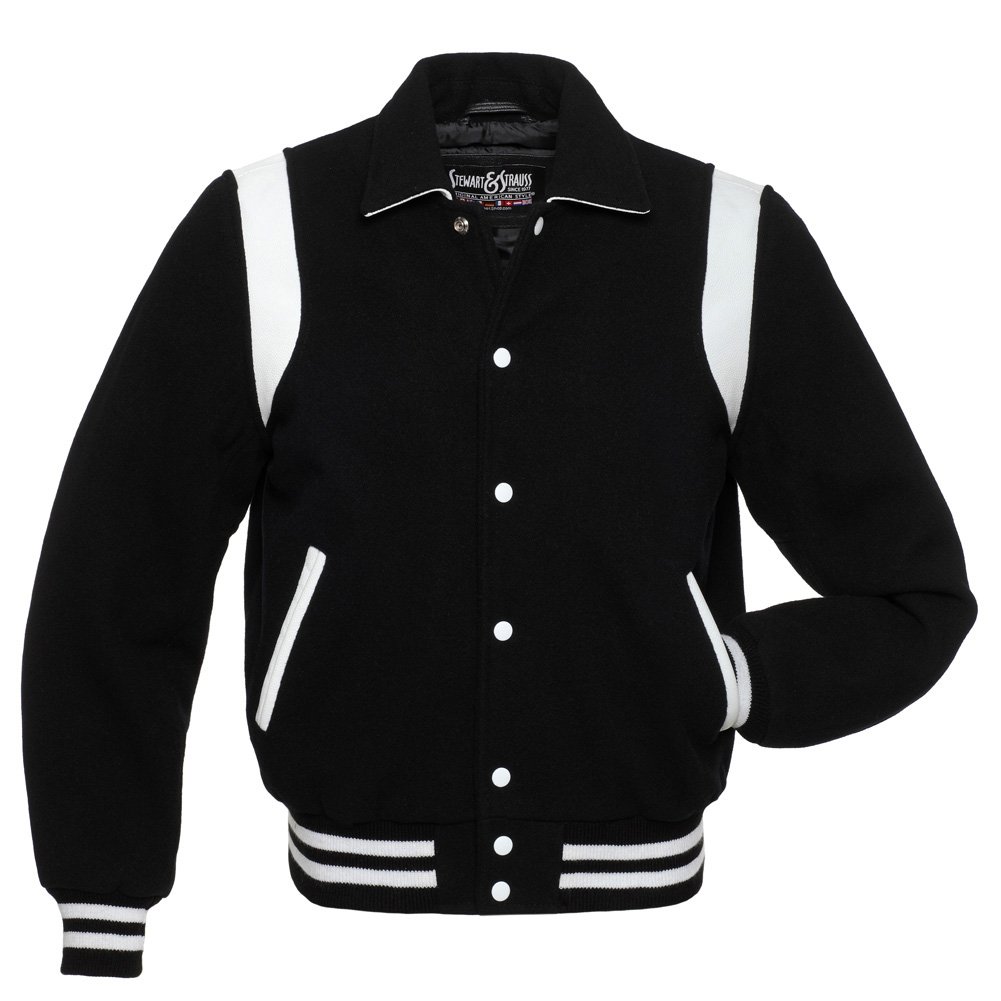 Buy Stewart & Strauss R201L Retro Black Wool White Leather Varsity