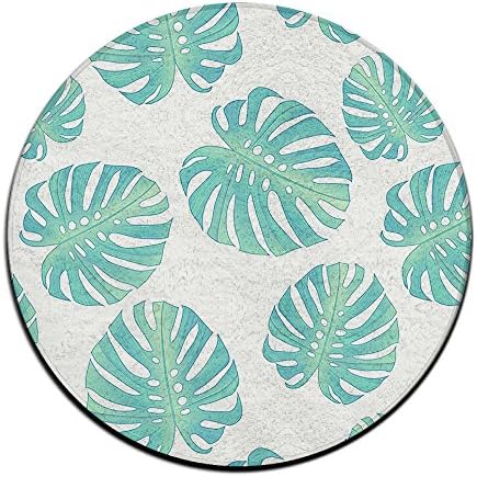 YIOOO Soft 60"x 60" Round Area Rug Green Leaves Cartoon Non-Slip Floor Mat Area Rugs Living Room Bedroom Rug Carpet Mat For Home Decorate Indoor Outdoor Office Chair Mat Pile