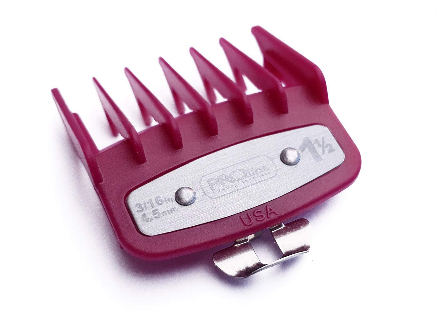 Professional Line Attachment Comb With Metal Fitting 1½ Cutting Guide 1.5 4.5mm in PLUM, Fit - Super Taper, Chromepro, Balding, Magic 5 Star and other standard full sized clippers