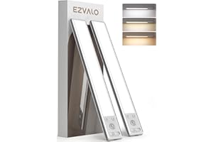 EZVALO Under Cabinet Lighting, 2400mAh Rechargeable Motion Sensor Light Indoor, 3 Color Temps, 5-Level Dimmable Magnetic Wireless Closet Lights for Kitchen, Pantry, Stairs (2 Pack)