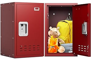 BUTISOW Storage Lockers,Small Metal Locker,Lockable Storage Cabinet, Lockers for Employees,Office,Kids Locker with Lock (Red)