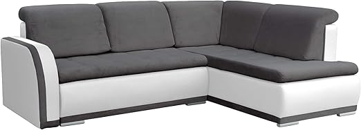 Canape D Angle Simili Cuir Gris Et Blanc