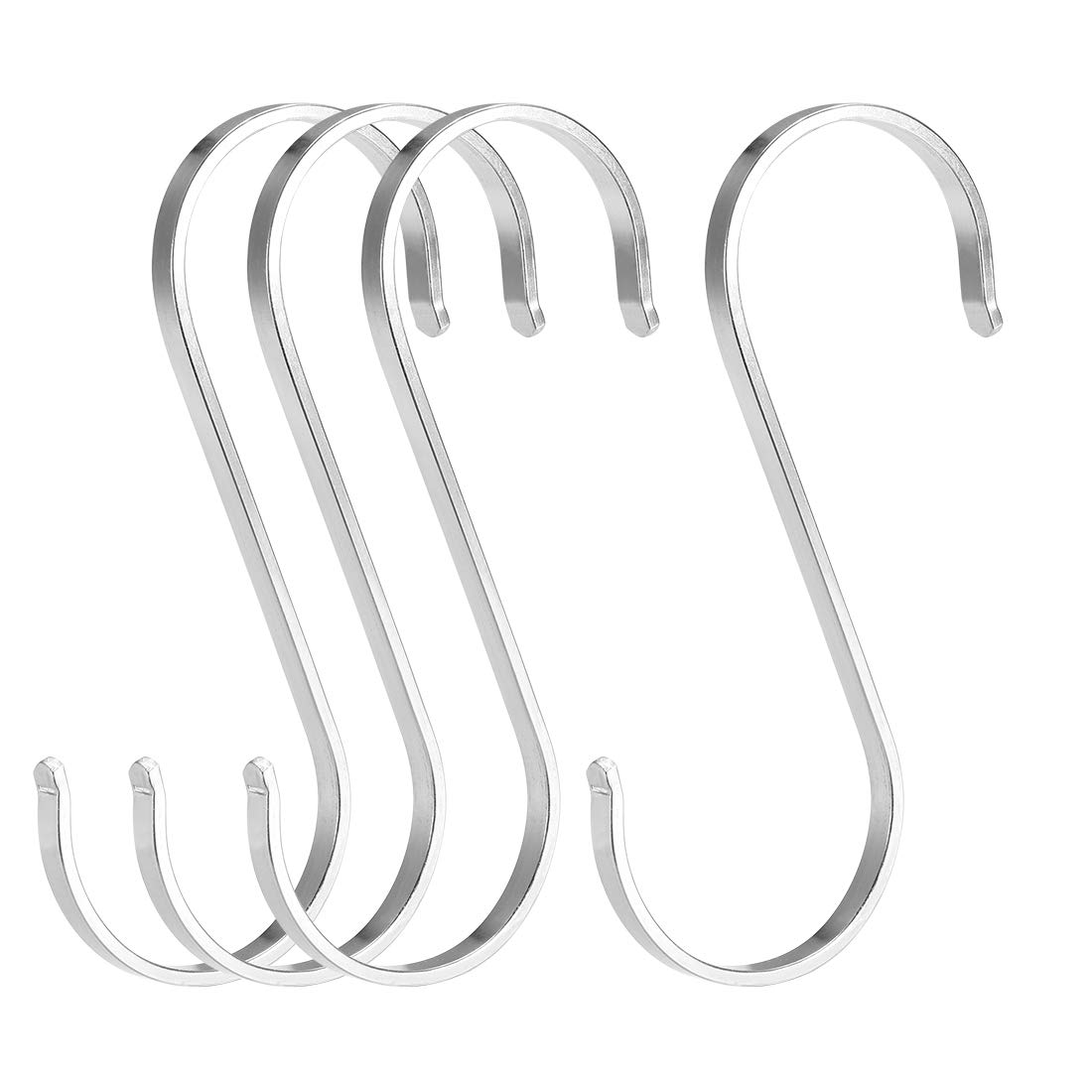 sourcing map Stainless Steel S Hooks 4.4" S Shaped Hook Hangers for Kitchen Bathroom Bedroom Storage Room Office Outdoor Multiple Uses 4pcs