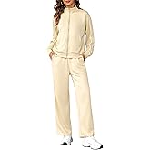 Totatuit Women 2 Piece Lounge Sets Sweatsuit 2025 Fall Long Sleeve Zip Up Sweatshirt Wide Leg pants Tracksuit Travel Outfits