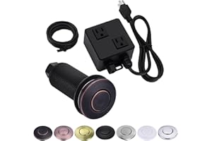 BESTILL Sink Top Garbage Disposal Air Switch Kit with Dual Outlet, UL Listed, Oil Rubbed Bronze (Long Push Button with Brass Cover)