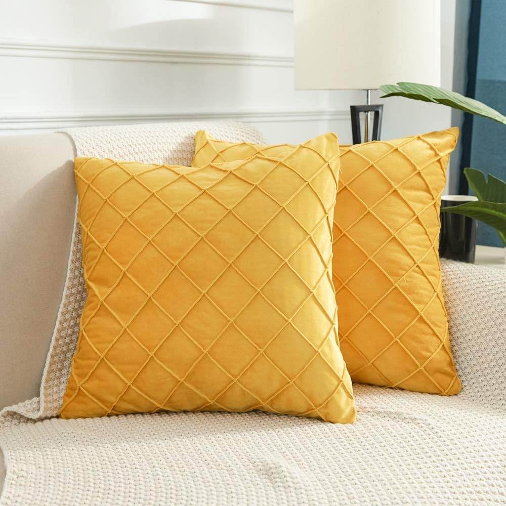 BEBEN Pack of 2 Velet Throw Pillows Sofa Decorative Throw Pillow Covers 18x18 Soft Solid Cushion Case for Bedroom Car Outdoors: Home & Kitchen