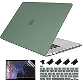 DONGKE Compatible with Older MacBook Pro 16 inch Case 2020 2019 A2141, Matte Plastic Hard Shell Case & Keyboard Cover for MacBook Pro 16 inch with Retina & Touch Bar Fits Touch ID, Midnight Green