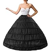 MeiLiMiYu Full Shape Petticoat 6 Hoop Skirt Ballgown Underskirt Slip for Wedding Dress, Black, One Size