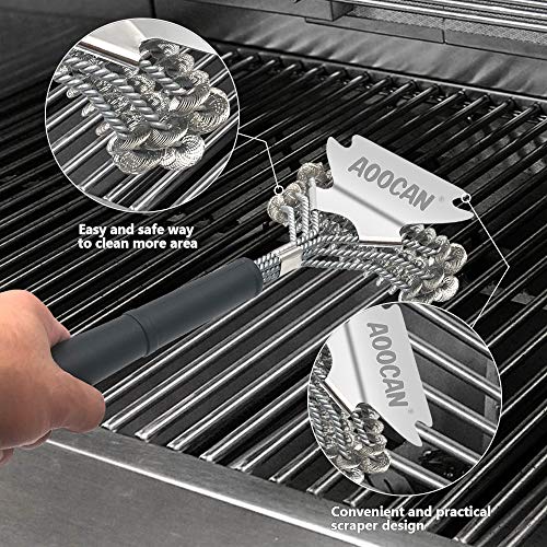 Aoocan Grill Brush and Scraper Bristle Free - 18'' BBQ Brush for Grill - Cleaning with No Wire Bristles, Safe for Porcelain/Weber Gas/Charbroil Grates - Thumbnail 5