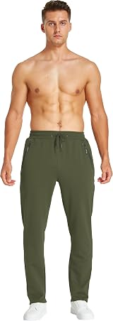 HCSS Mens Joggers Bottoms Army Green Elasticated Waist Open Hem Zip Pockets S view 3