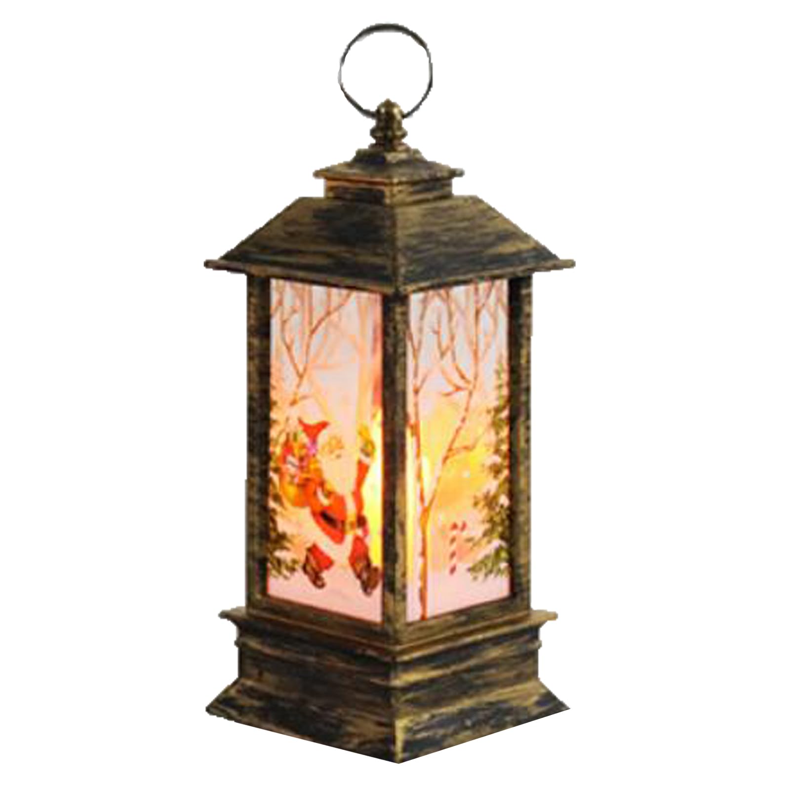 Larger Size Christmas Candle Lanterns Xmas Tea Light Candles Lamp Santa Claus Pattern for Christmas Decor Table Desk Decoration