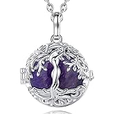 INFUSEU Tree of Life Necklace Healing Crystal Stone Holder for Women Spiritual Gifts, Adjustable 20-22 Inch Chain