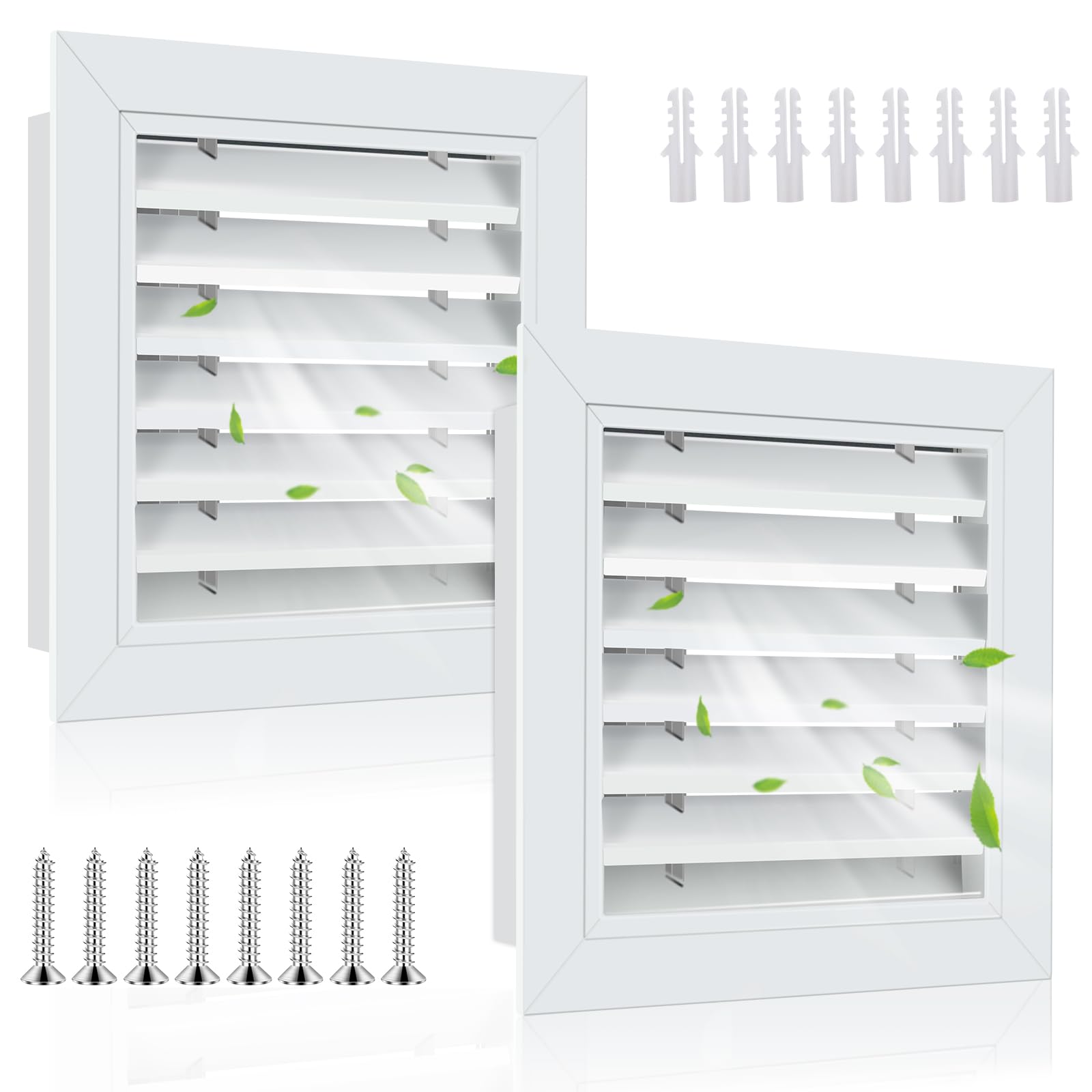 Photo 1 of 2 Pcs 12" x 12" Gable Vents for House Aluminum Alloy Shed Vent Attic Vents with Screen Wall Vent with Screws, for Ventilation Exterior Doors Wall (White)