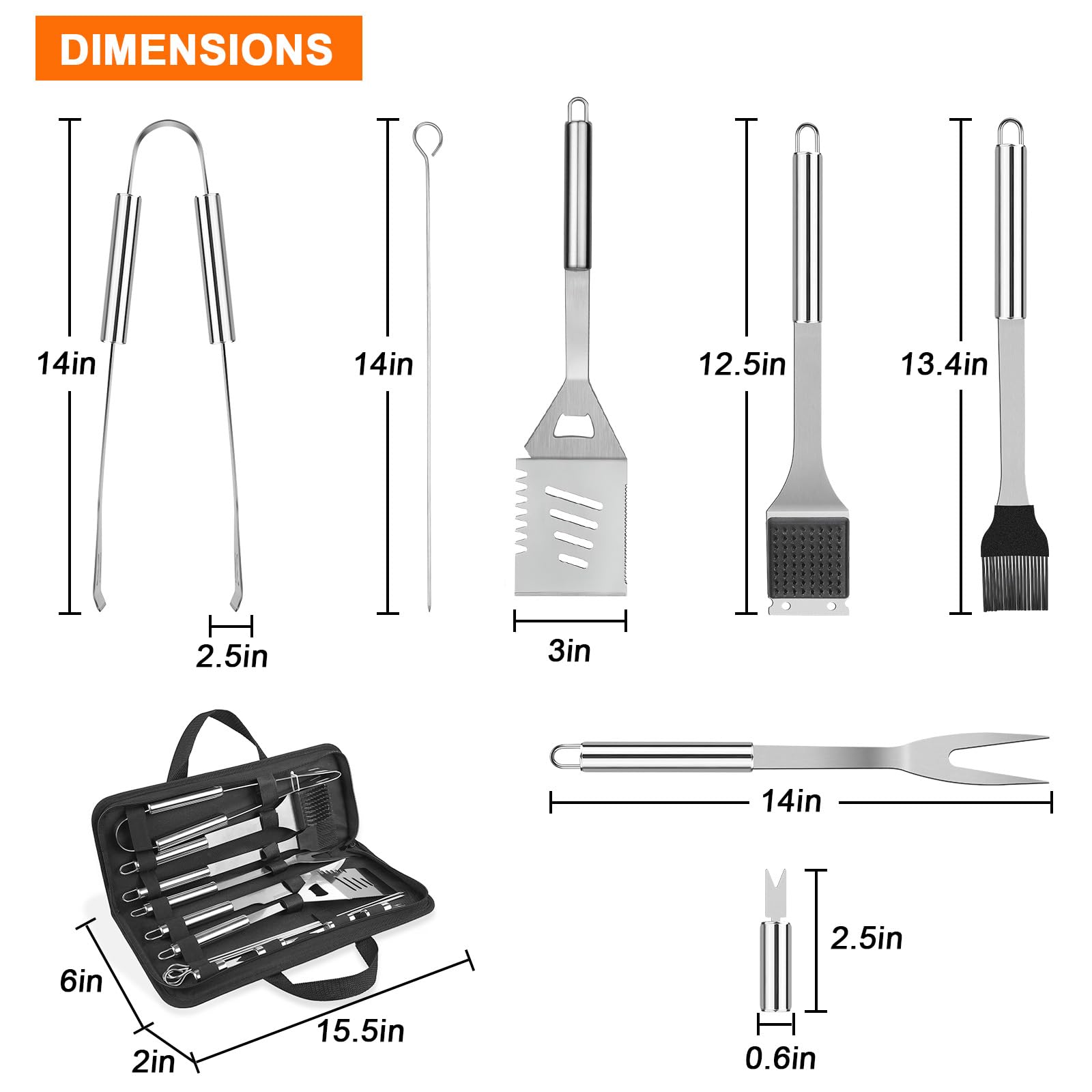 Anpro 21 PCS Grilling Accessories Grill Kit- Grill Set, Grilling Utensil Set, BBQ Accessories, BBQ Kit, BBQ Grill Tools, Grilling Gifts for Father's Day, Smoker, Camping, Kitchen