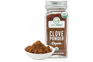 Geo-Fresh Organic Clove Powder – 1.59 oz Glass Jar – Ground Cloves – USDA Certified, Non-GMO, Kosher, Gluten-Free – Premium Organic Cloves Powder for Cooking & Baking