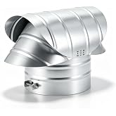 ElaraBerry 6 Inch OD Round Base Chimney Vacuum Cap, Silver, Silver | Galvanized Steel Fireplace Chimney Caps, for Outside, Outdoor Vent Cover, Rain &amp; Animal Protection, for Home &amp; Kitchen