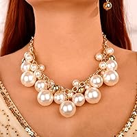 1920s Vintage Pearl Necklace Set With Brooch & Earrings - Gatsby Style Bridal Jewelry For Women