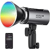 NEEWER MS150C RGBWW LED Video Light with 2.4G/APP Control, 150W Metal Mini RGB COB Continuous Output Lighting Bowens Mount Ha