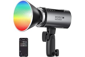 NEEWER MS150C RGBWW LED Video Light with 2.4G/APP Control, 150W Metal Mini RGB COB Continuous Output Lighting Bowens Mount Ha