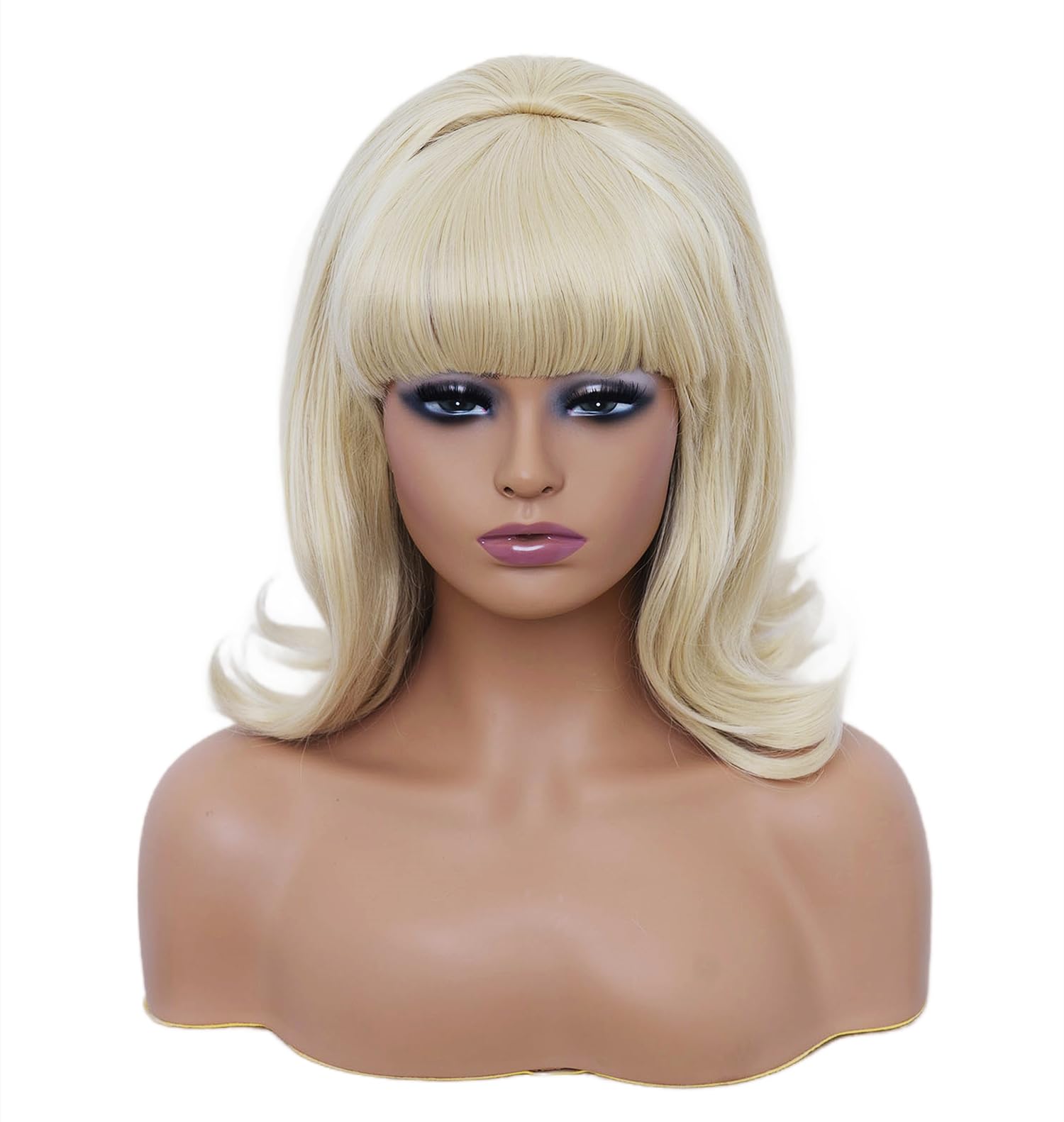 Photo 1 of Rugelyss Short Blonde Wig with Bang Retro Bouffant Beehive Wigs fits 80s Costume or Halloween Party