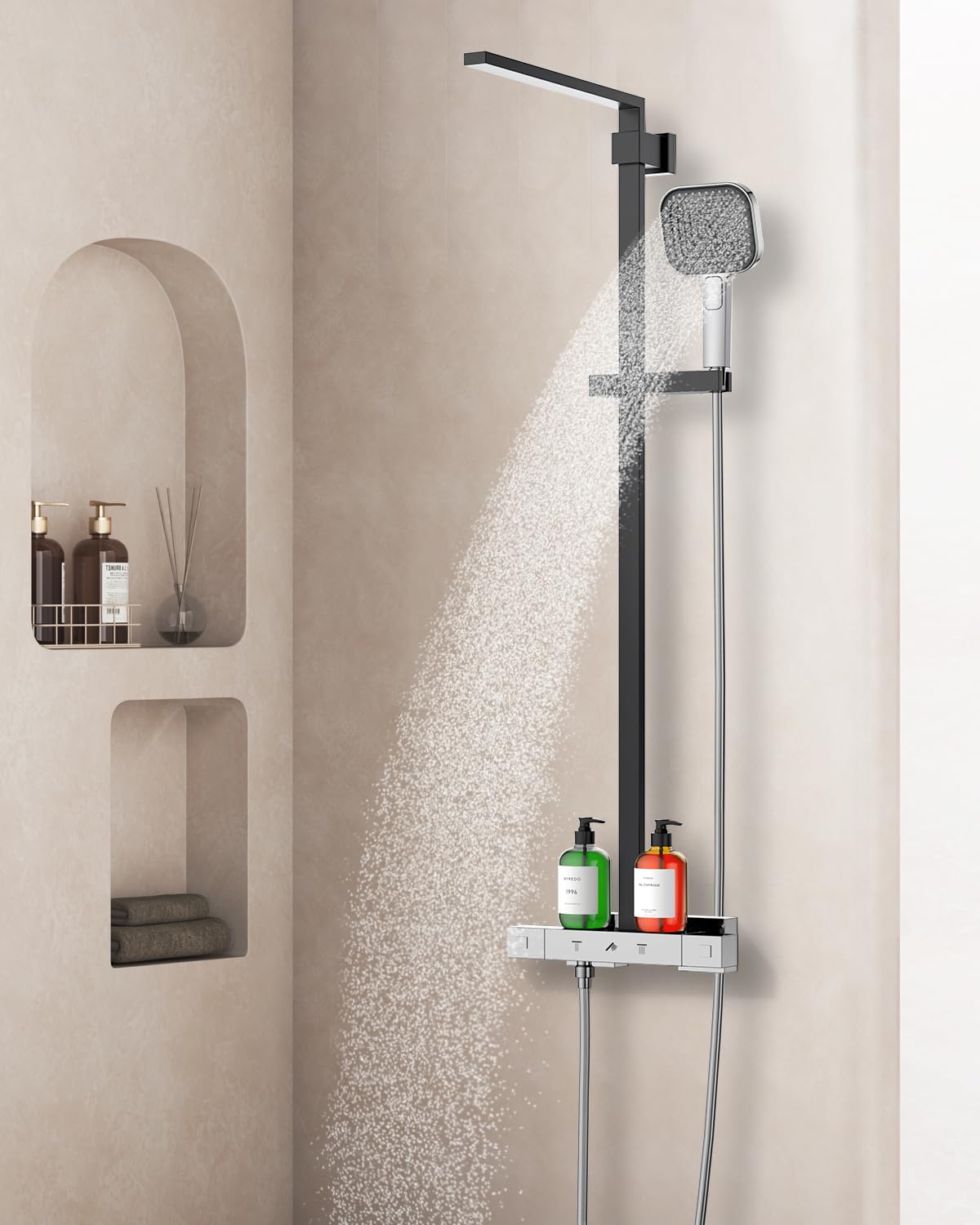 Duschkopf Wassersparend, Duschbrause Groß 135mm, Handbrause mit Antikalk-Funktion 【Lebensmittelechtes Silikon】【43% Wassereinsparung】, AirMix Brausekopf Dusche mit 3 Strahlarten, Chrom (Ohne Schlauch) 6