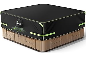 UIRWAY 600D Hot Tub Cover with Air Vent, 95" L x 95" W x 20" H Outdoor Spa Cover Waterproof, Heavy Duty Protector with Reflective Strips