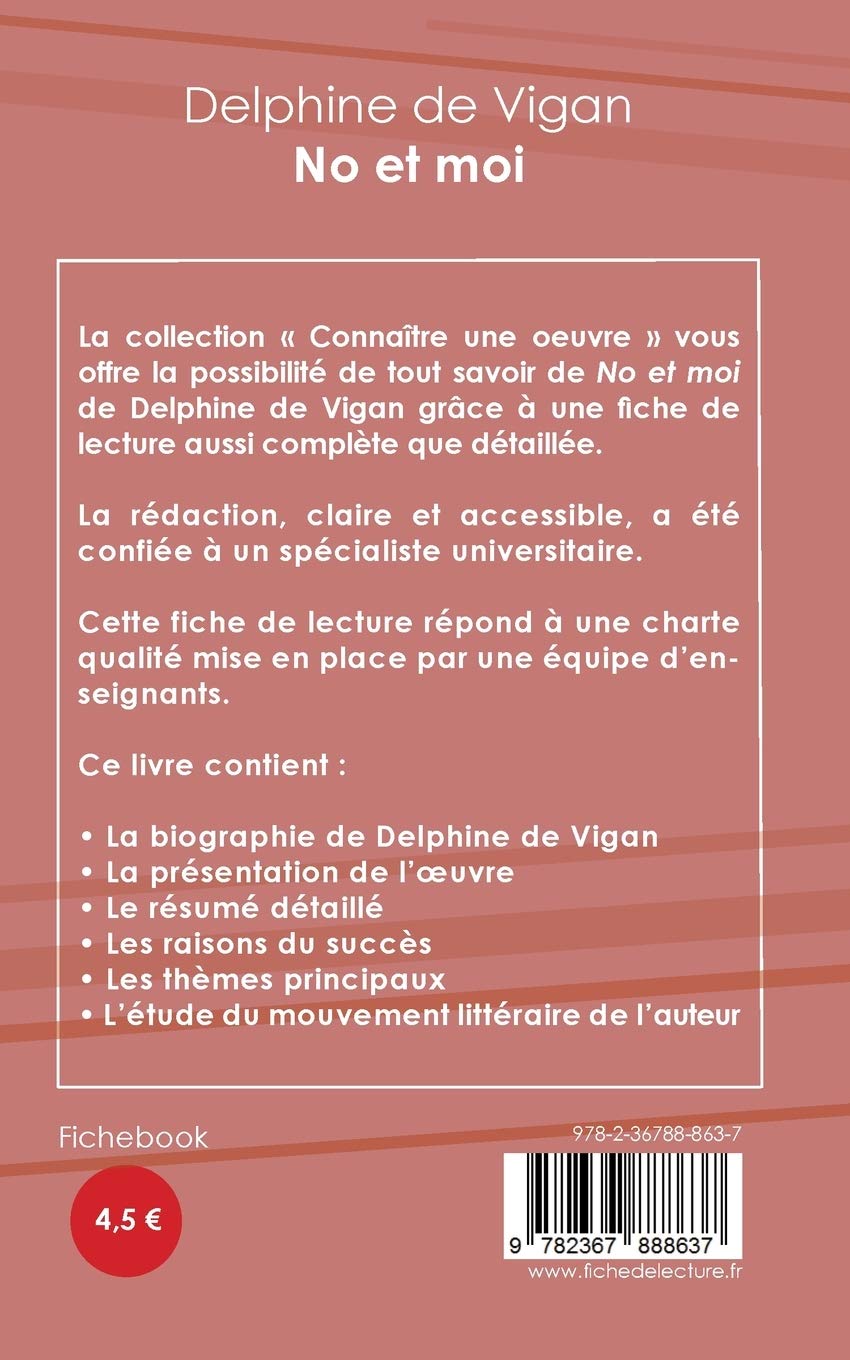 Amazon Fr Fiche De Lecture No Et Moi De Delphine De Vigan Analyse Litteraire De Reference Et Resume Complet Delphine De Vigan Livres