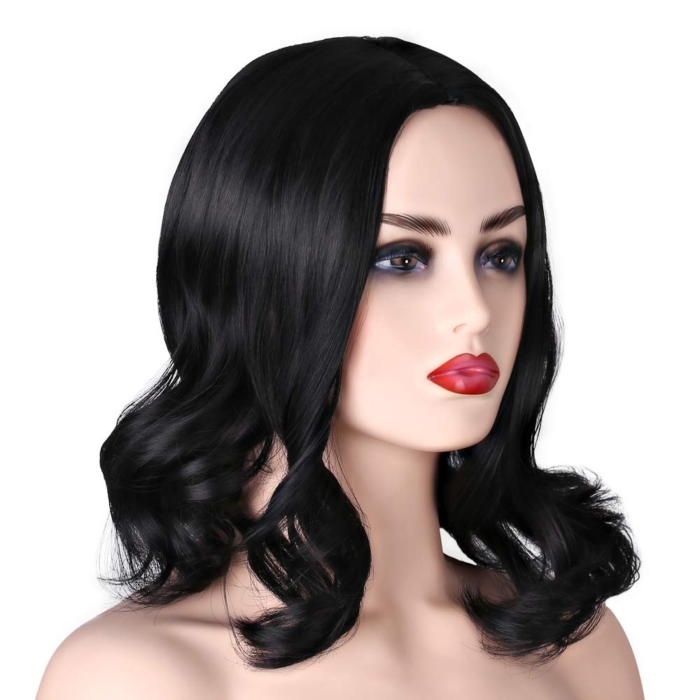 Short Wavy Wigs Wavy Black Ombre Synthetic Wig