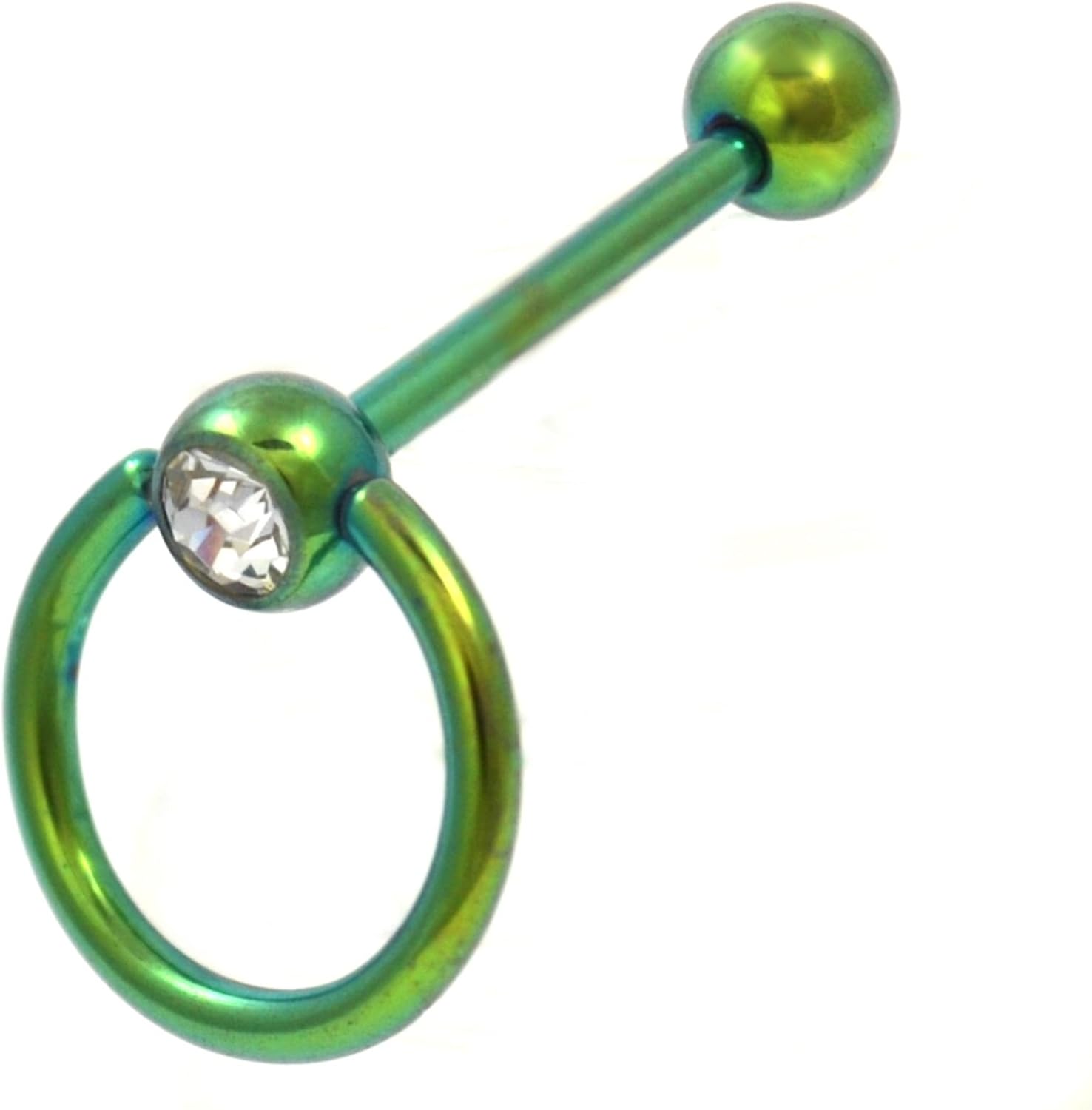BYB Barbells Green PVD Plated Steel CZ Door Knocker Tongue