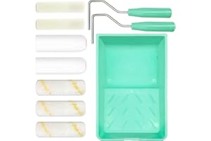 YLTOLOO 10 Pieces Paint Roller Kit, 4” Microfiber Paint Rollers, Mini High Density Foam Roller Covers with Tray, Small Wool Blend Paint Roller Set for Painting Walls, Home House Repair