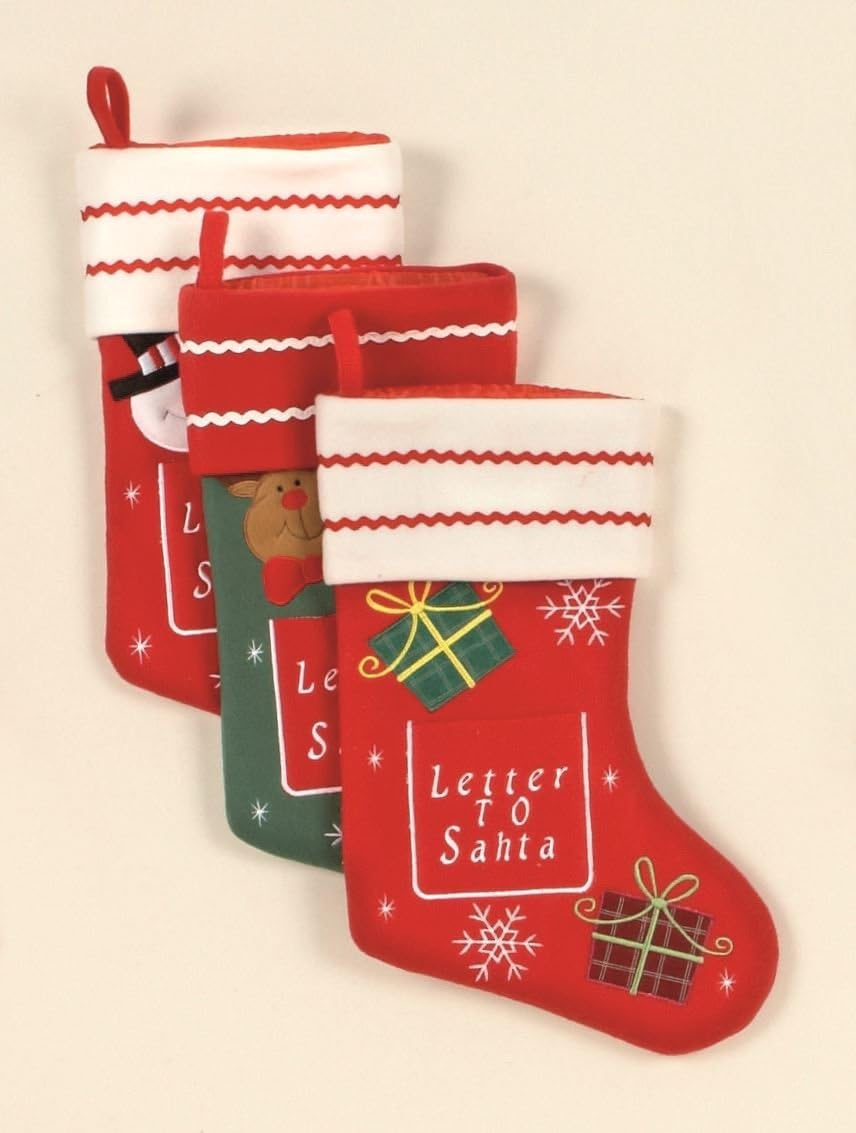 Premier Decorations 1 x 41cm Festive CHRISTMAS STOCKING with LETTER TO SANTA POCKET, 1 Selected at random!