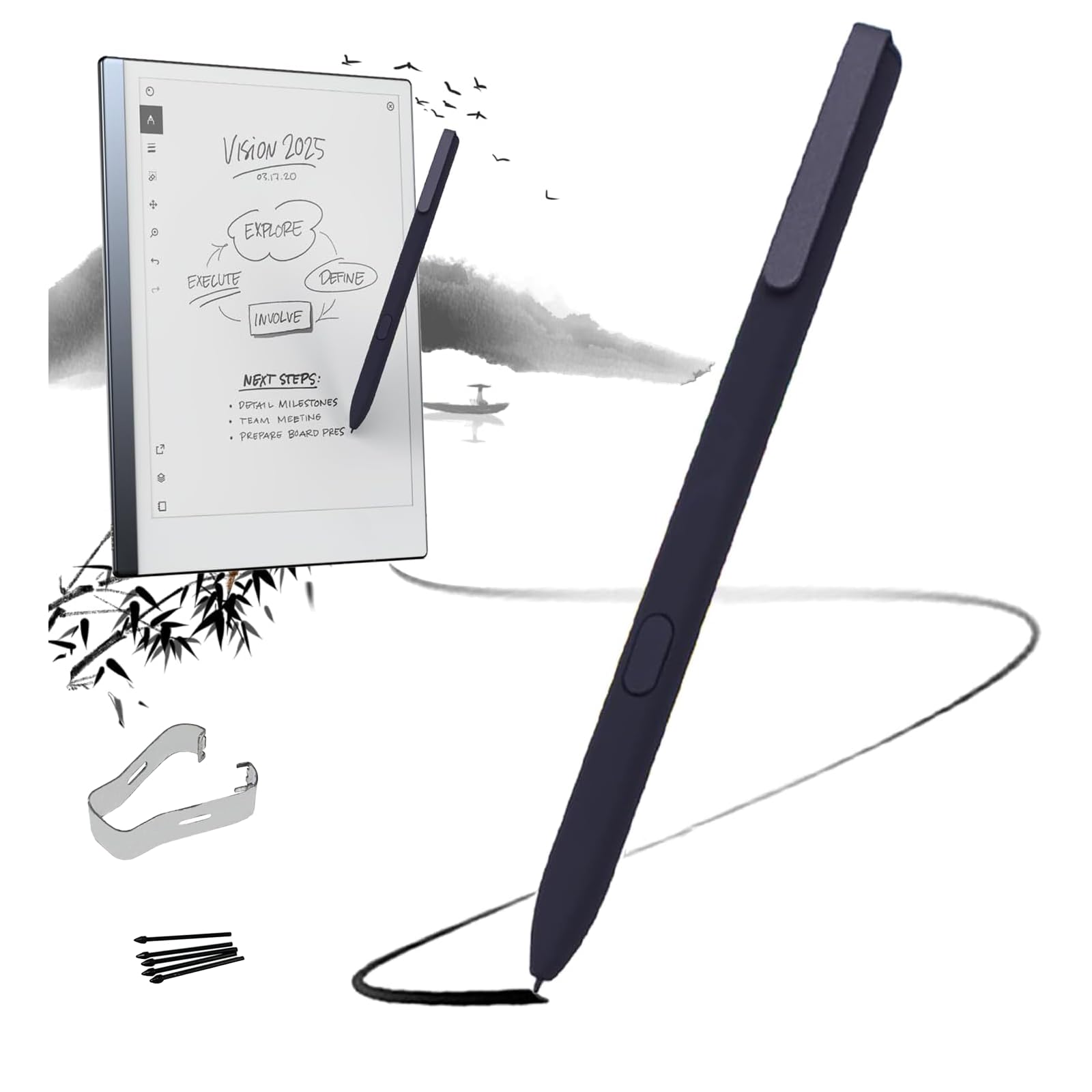 Stylus for Marker Pen 2 Compatible with Remarkable 1/2 Tablet Notebook,Stylus for Marker Pen Replacement,No Charging Needed/Setup(Black)