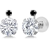 Gem Stone King 14K White Gold Stud Earrings Round 1.67cttw Moissanite and Diamond