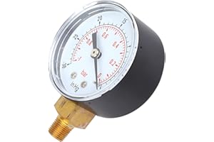 1/8 BSPT Vacuum, -1-0Bar -30-0inHg 50mm Diameter 1/8 BSPT Oil Filled Pressure Bottom Connection for Air Oil Water