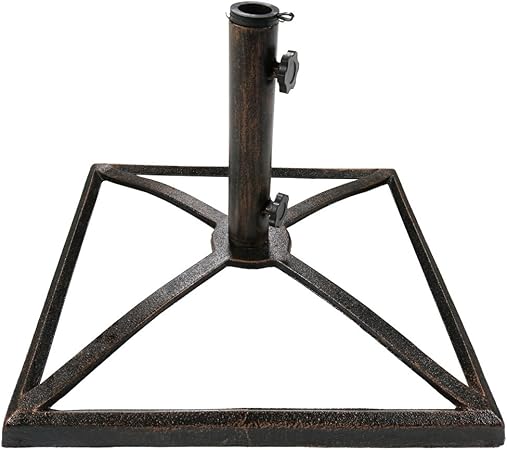 Amazon Com Sunnydaze Patio Umbrella Base Stand Outdoor Heavy Duty Cast Iron Umbrella Holder Square Bronze 17 Inch Garden Outdoor