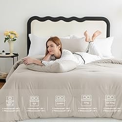 CozyLux Beige Comforter Set Full Size, 3 Pieces