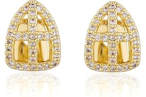 Psivika 2 Pcs Cross Iced Out Diamond Teeth Grillz for Men Women, Hip Hop Grills for Your Teeth Top and Bottom, Rapper Costume Cosplay Teeth Jewelry and Accessories