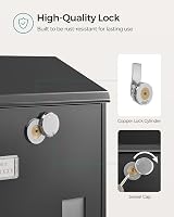 SONGMICS Modern Wall Mounted Post Box with Viewing Windows Copper Core Lock view 3