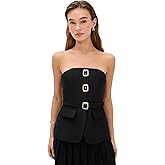 Self Portrait Women's Black Taffeta Bandeau Top