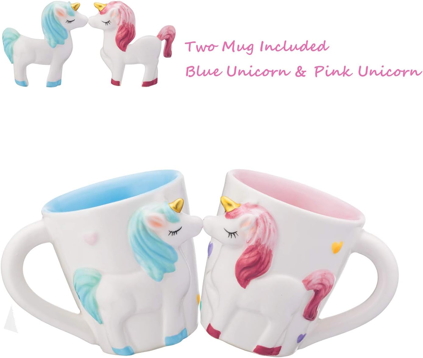 2 Sets of Magical Unicorn cup - Cartoon Unicorn Ceramic Cup for Milk Coffee Tea, Best Birthday Gift for Kids