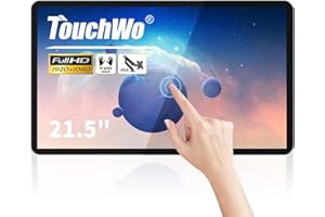 TouchWo 21.5 inch Capacitive Multi-Touch Screen Industrial Monitor, 16:9 Display 1920 x 1080P, Built-in Speakers, VGA & HD-MI Monitor for PC, POS, Small Business, Restaurant