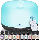 Miserwe Diffuser 500ML Essential Oil Diffuser with Adjustable Mist Mode and 4 Timer Setting Diffuser for Essential Oils Waterless Auto Shut-Off for Home Office Yoga Spa