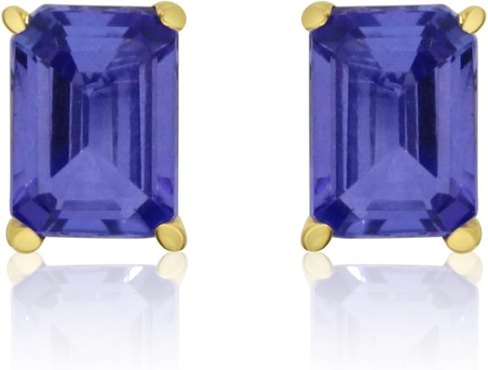 14k Yellow Gold Tanzanite Stud Earrings Jewelry