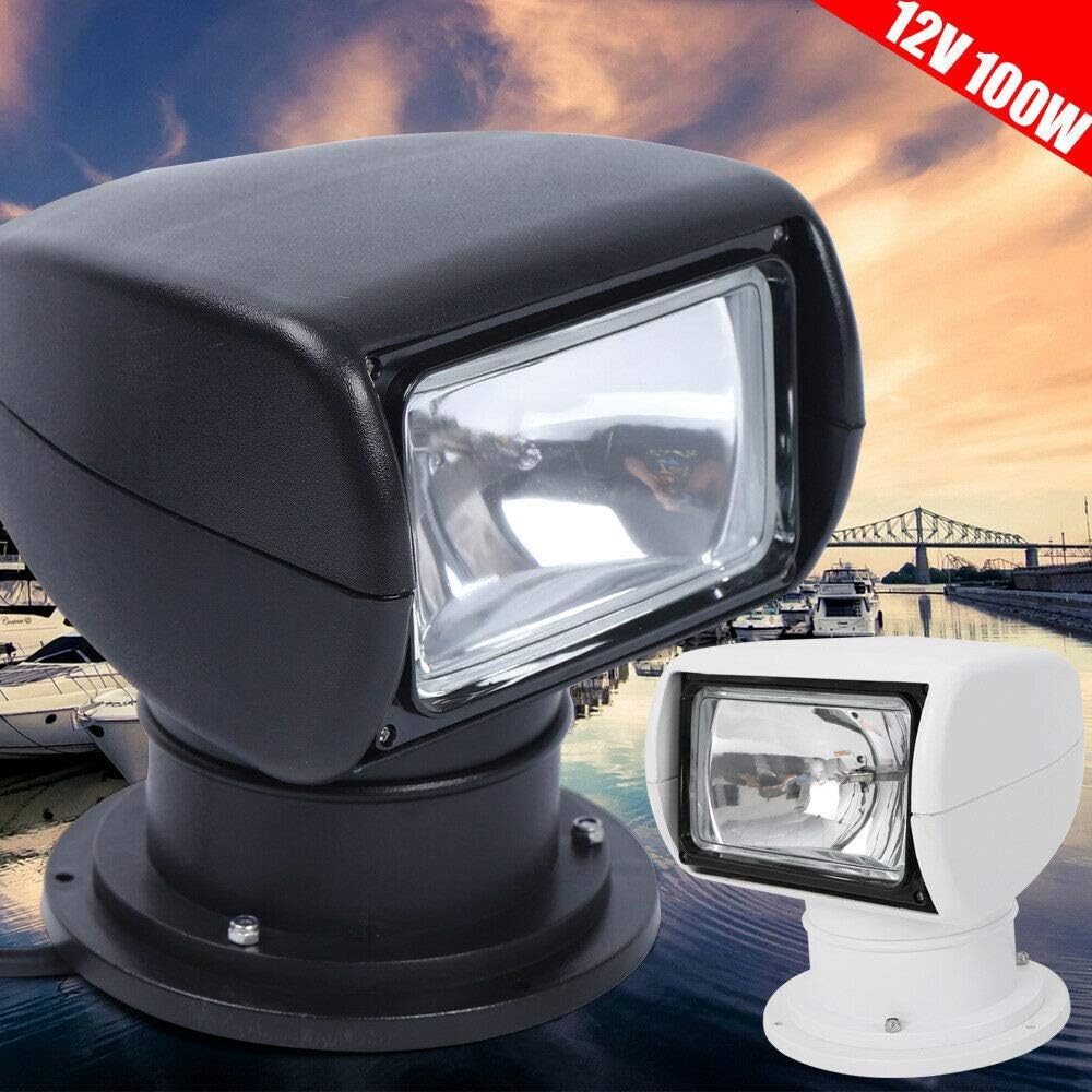 none brand 100W 12V Boat Spotlight Truck Car Boat Search Light Remote Control Spotlight 2500LM (White) : Sports & Outdoors