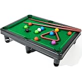 Hiawbon Mini Pool Table Set Mini Billiards Table | Portable Small Tabletop Billiards with 2 Sticks, 16 Balls and Triangle for Travel Party