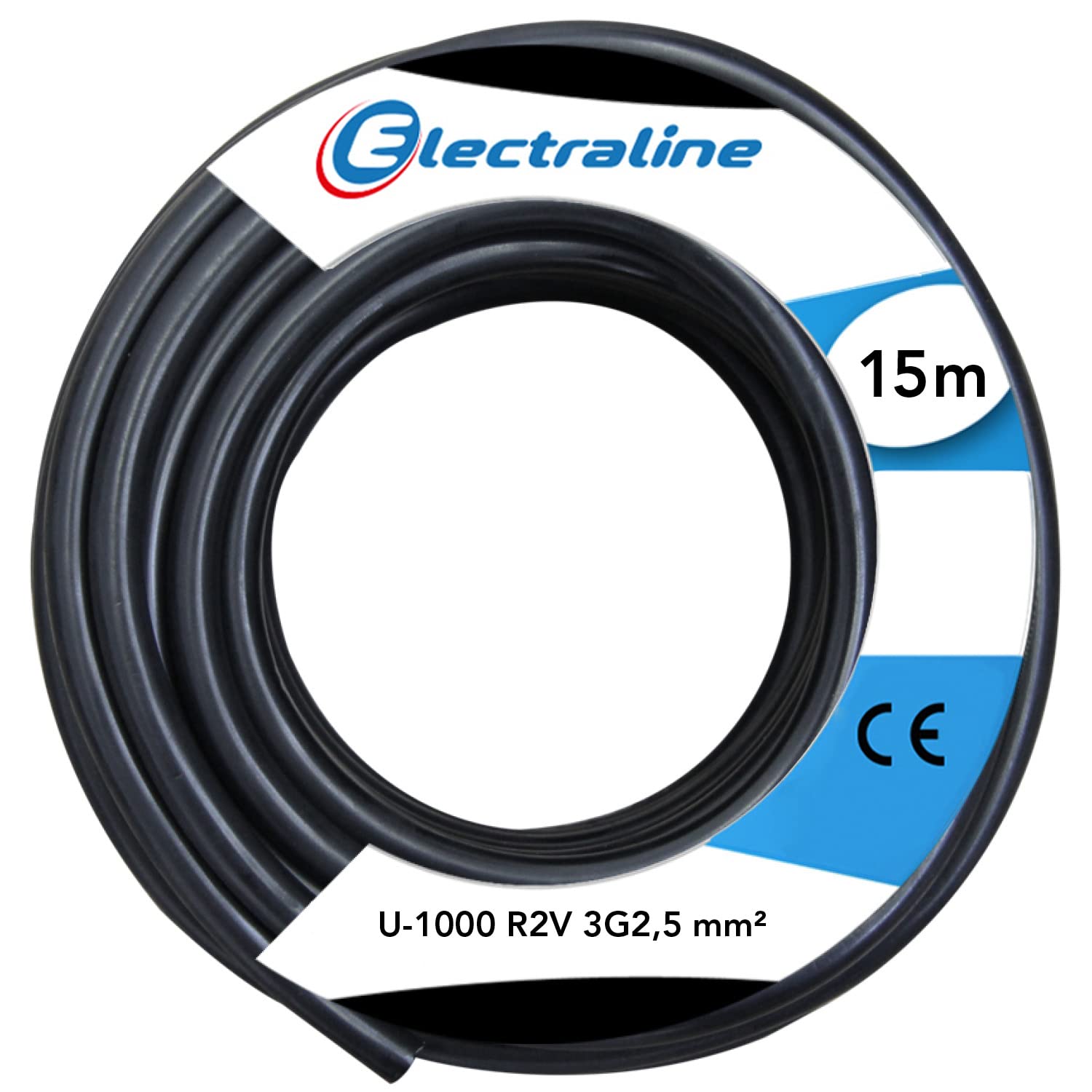 Electraline 20218286D Cable Coil U-1000 R2V 3G2.5 15 m Black