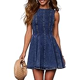 KDF Denim Dress for Women Sleeveless Babydoll Tank Jean Dress Slim Fit A-Line Summer Dresses for Women 2025