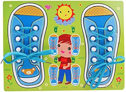 Pyage(TM) Personalized Jagsaw Teaching Educational Toy Wooden Puzzles Board Kids Learn Tie Shoe Lace Toy FCI#