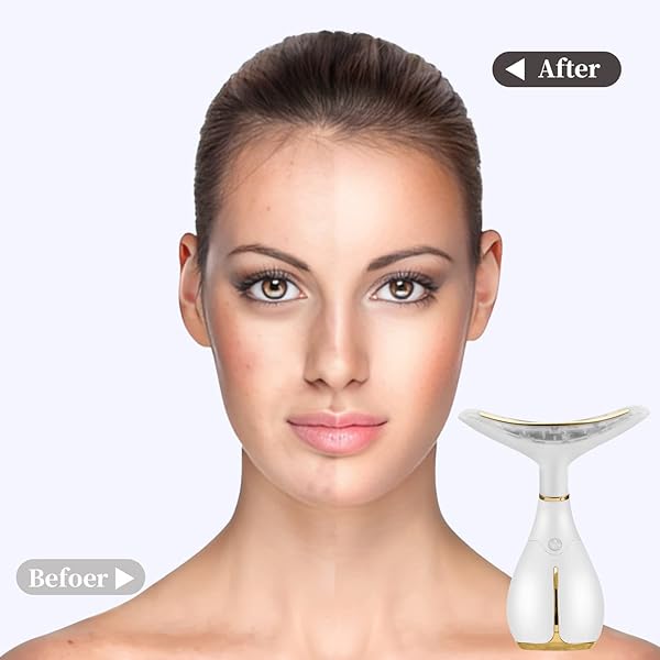 MS.W 3-IN-1 BEAUTY MASSAGER FOR FACE AND NECK, FACIAL MASSAGER WITH HEAT, VIBRATION AND LED, ELECTRIC FACE MASSAGER FOR SKIN IMPROVE, SMOOTH, FIRM
